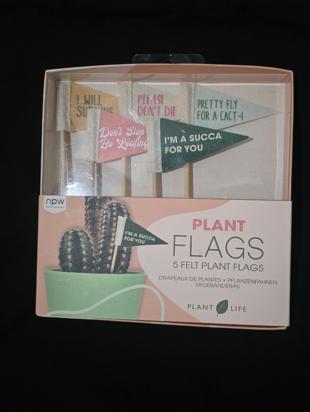 Felt Plant Flags - Pink, Green, Peach (5-Pack)